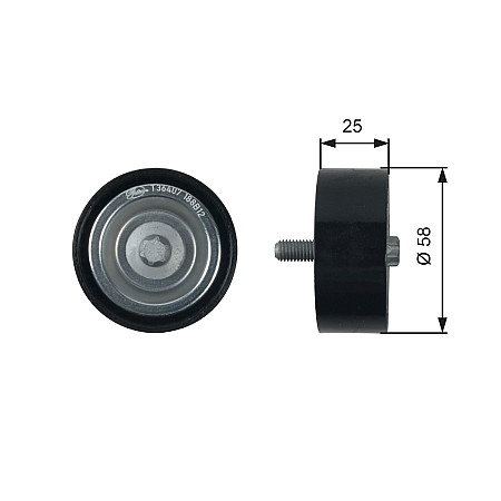 Rola ghidare/conducere, curea transmisie Poly V-belt pulley MERCEDES A W169 B SPORTS TOURER W245 1.5-2.0CNG 09.04-06.12 GATES GATT36407