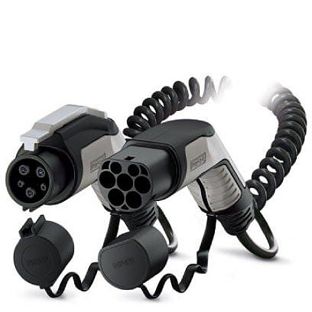 Cablu de incarcare, vehicul electric EV charging cable spiral CHARX Connect phases quantity: 1 plug type: 1 4m 37kW 20A 25mm neagra/grey with protective plugs CHEVROLET BOLT SPARK VOLT 1ET25-Y4F1 06.96- PHOENIX CONTACT PHX1628020