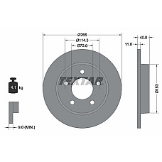 Disc frana Spate Dreapta/Stanga fara pivot de fixare a rotii MAZDA 3 1.3-2.2D 10.03-09.14 TEXTAR 92130500
