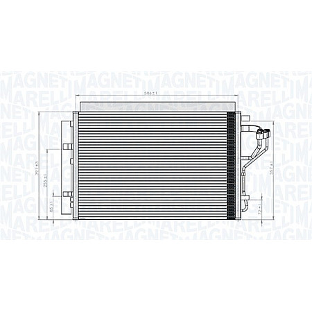 Condensator, climatizare A/C condenser with dryer HYUNDAI ELANTRA V I30 KIA CEE'D PRO CEE'D 1.4/1.6 04.11- MAGNETI MARELLI 350203851000