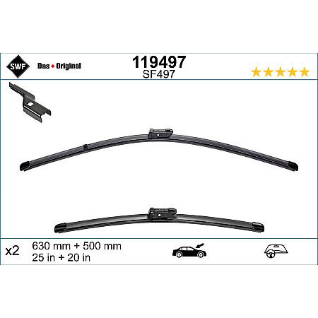 Lamela stergator Wiper blade jointless front with spoiler 2pcs Visioflex 630/500mm FORD FOCUS IV 01.18- SWF SWF 119497