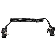 Cablu infasurat Sirma electrica spiralata otel / plastic / poliuretan lungime de lucru 3m lungime maxima 45m cu mufe numar pini: 15 tip stecher: ADR 24V numar cabluri: 12x15+3x25mm interval de temperatura FEBI FE171795