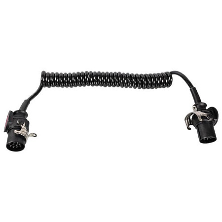 Cablu infasurat Sirma electrica spiralata otel / plastic / poliuretan lungime de lucru 3m lungime maxima 45m cu mufe numar pini: 15 tip stecher: ADR 24V numar cabluri: 12x15+3x25mm interval de temperatura FEBI FE171795