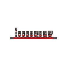 "Set scule Set of impact sockets 9 pcs socket / drive: 3/8"" short profile: Hexagonal 10 12 13 16 17 18 19 8 packaging: rail" MILWAUKEE 4932480454
