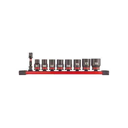 "Set scule Set of impact sockets 9 pcs socket / drive: 3/8"" short profile: Hexagonal 10 12 13 16 17 18 19 8 packaging: rail" MILWAUKEE 4932480454