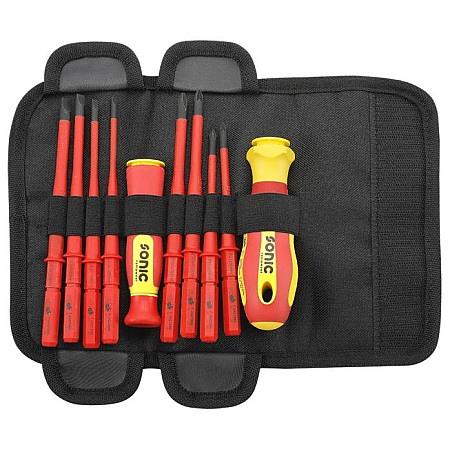 Set scule Set of screwdrivers 10 pcs profile: Phillips PH / Pozidriv PZ / slotted 4 55 65 pozidriv size: PZ1 PZ2 philips size: PH1 PH2 SONIC 601020