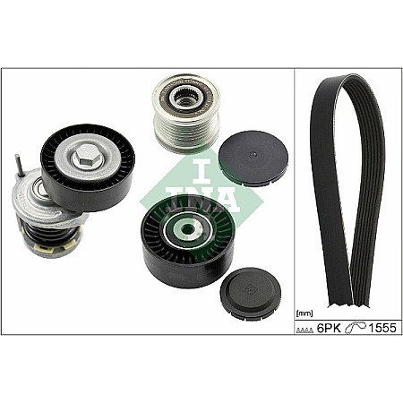 Set curea transmisie cu caneluri V-belts set with rollers SKODA SCALA VW AMAROK MULTIVAN V MULTIVAN VI TRANSPORTER V TRANSPORTER VI TRANSPORTER VI / CARAVELLE VI 1.6D/2.0D 09.09- INA 529 0535 20