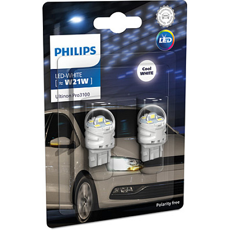 Bec, semnalizator LED light bulb blister pack 2pcs W21W 12V 22W W3X16D no certification of approval Ultinon Pro3100 SL cool white PHILIPS PHI 11065CU31B2