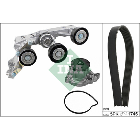 Pompa apa + Set curea transmisie cu caneluri V-belts set with rollers MERCEDES A W169 B W245 2.0D 09.04-06.12 INA 529 0148 30
