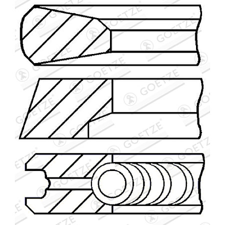 Set segmenti piston Inele de 131mm STD 35 25 3 VW RVI KERAX MAGNUM VOLVO 9700 9900 B13 FH FH II FM FM II FMX FMX II VNL D13A360-DXi13 09.05- GOETZE 08-434400-00