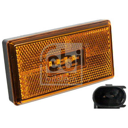Lumina de delimitare Outline marker lights L/R orange LED height 55mm width 103mm depth 38/103mm embossed 24V in side boot between axles IPIP67 SCANIA SCANIA 2 3 4 4 BUS F K K BUS LP 01.81- FEBI BILSTEIN 174984