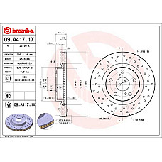Disc frana Brake disc BREMBO Xtra Drilled front  L/R outer diameter 296 mm thickness 28 mm LEXUS ES PONTIAC VIBE TOYOTA AURIS AVALON CAMRY MARK X ZIO I MIRAI 1.4D-Electric 06.03- BREMBO 09.A417.1X