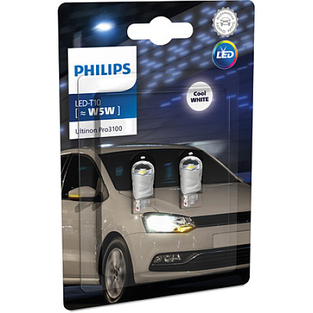 Bec, iluminare numar circulatie LED light bulb blister pack 2pcs W5W 12V 074W W21X95D no certification of approval Ultinon Pro3100 SL cool white PHILIPS PHI 11961CU31B2