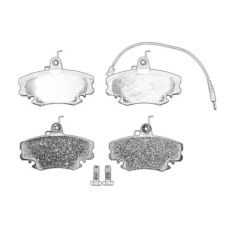 Set placute de frana Fata cu suplimente cu suruburi de ghidare a etrierului de frana DACIA LOGAN SANDERO SANDERO II SOLENZA SUPERNOVA PEUGEOT 309 I 1.1-Electric 08.85- OE RENAULT 77 11 130 071