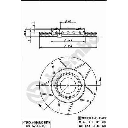 Disc frana Brembo MAX 6N0 615 301C ventilate de frana cu discuri P VW 3/95-LUPO 1.01.4 BREMBO 09.6799.75