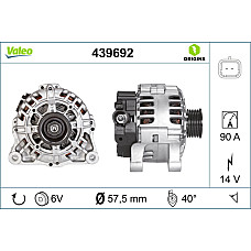 Alternator 14V 90A CITROEN BERLINGO BERLINGO MULTISPACE BERLINGO/MINIVAN C4 C4 GRAND PICASSO I C4 I C4 PICASSO I C5 I C5 II C5 III C8 JUMPY NEMO 1.1-2.2 06.96- VALEO VAL439692