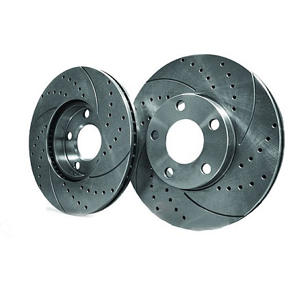 Disc frana de performanta High-efficiency brake disc SPEEDMAX Ventilated Cut-Drilled front  L/R outer diameter 345 mm thickness 30 mm 2pcs AUDI A3 SEAT LEON SKODA SUPERB II 1.4-3.6 05.03-08.15 SPEEDMAX C3A029ABETUOTUV