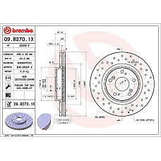 Disc frana Brake disc BREMBO Xtra Drilled front  L/R outer diameter 296 mm thickness 25 mm HONDA ACCORD VIII OPEL INSIGNIA A 2.0/2.2D/2.4 06.08- BREMBO 09.B270.1X