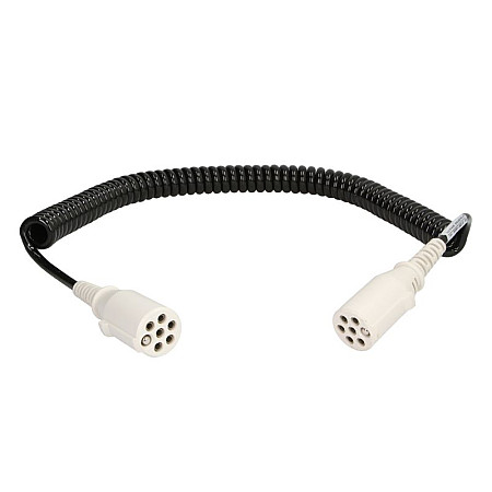 Cablu infasurat Sirma electrica spiralata poliuretan lungime de lucru 3m lungime maxima 45m dopuri numar pini: 7 numar cabluri: 1x15+6x1mm temperatura de lucru pina la 125 * C tipuri EURO 6 JAEGER 611255EJ