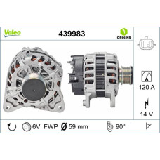 Alternator 14V 120A DACIA DOKKER DOKKER EXPRESS/MINIVAN DUSTER DUSTER/SUV LODGY LOGAN II LOGAN MCV II SANDERO II RENAULT CAPTUR I CLIO IV GRAND SCENIC III 1.5D 02.08- VALEO VAL439983