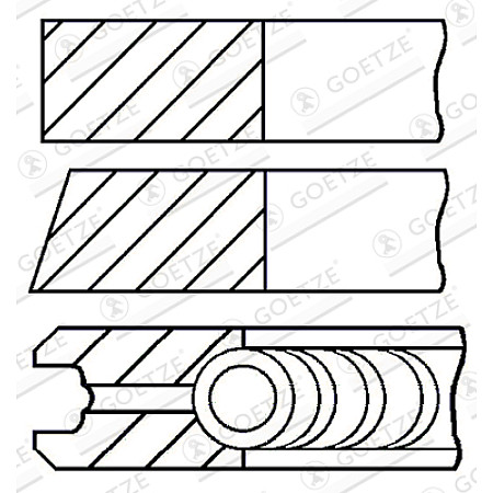 Set segmenti piston Inele de 91mm STD 2 2 3 DEUTZ AHLMANN AF AL AS AZ BOMAG BW CASE IH 300 DITCH WITCH 3000 DYNAPAC CC GEHL 5000 SL HOLDER A F2L1011-F4M1011F GOETZE 08-252500-00