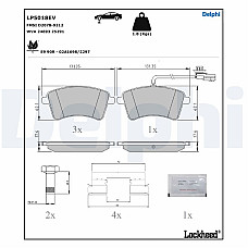 Set placute de frana Fata cu suplimente cu un tampon de amortizare RENAULT KANGOO BE BOP KANGOO EXPRESS KANGOO II 1.2-Electric 02.08- DELPHI LP5018EV