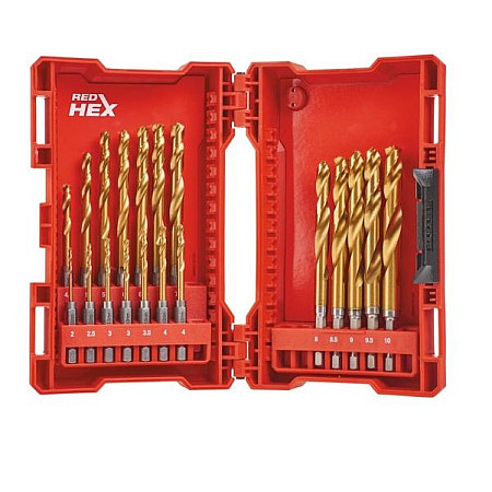 Burghiu Drill bit kit HSS-Tin 19 pcs drill bit diameter: 2 25 3 4 45 55 6 65 7 8 85 9 95 10mm intended use material: metal MILWAUKEE 48894760