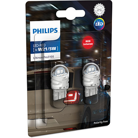 Bec, lampa frana / lampa spate LED light bulb blister pack 2pcs W21/5W 12V 175/065W W3X16Q no certification of approval Ultinon Pro3100 SL red PHILIPS PHI 11066RU31B2