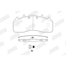 Set placute de frana Fata/Spate MERITOR ELSA 225-3  MERCEDES ECONIC 2 RVI C D K MAGNUM PREMIUM 2 T VOLVO 7700 8500 8700 9700 9900 B13 FE FE II D11A-330-OM936.971 01.99- JURID 29174 09560