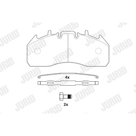 Set placute de frana Fata/Spate MERITOR ELSA 225-3  MERCEDES ECONIC 2 RVI C D K MAGNUM PREMIUM 2 T VOLVO 7700 8500 8700 9700 9900 B13 FE FE II D11A-330-OM936.971 01.99- JURID 29174 09560