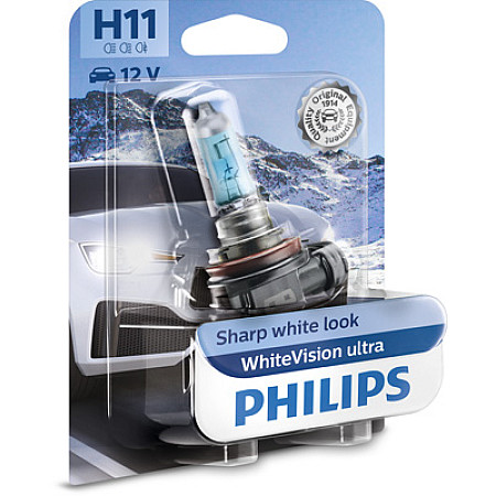 Bec, far faza lunga Bec ambalaj blister 1buc H11 12V 55W PGJ19-2 alb WhiteVision Ultra DS DS 4 DS 5 IVECO DAILY CITYS DAILY LINE DAILY TOURYS DAILY V DAILY VI MAN TGE MERCEDES A W169 09.89- PHILIPS PHI 12362WVUB1
