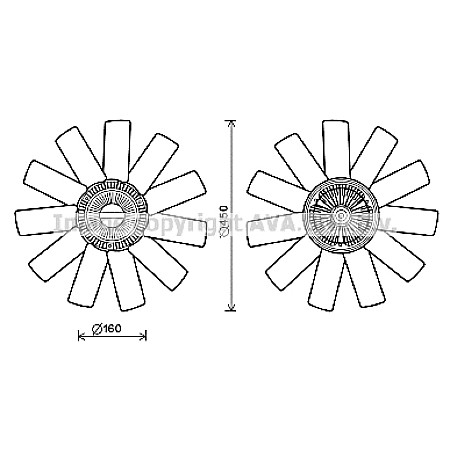 Ventilator, radiator Fan clutch with fan number of blades 11 RVI MASCOTT 8140.43.B.3586-ZD3A604 01.99-12.10 AVA COOLING RTF558 AVA
