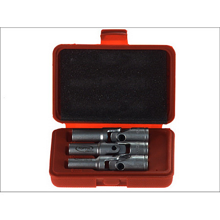 "Scule pt  sistem de alimentare Kit of sockets for glow plugs 3/8"" 6-point sizes: 8mm/10mm/12mm swivel" TOPTUL JGAI0301