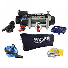 Troliu pentru trasuri si vehicule speciale Winch for carriages and special vehicles  towed weight 14000kg 67HP voltage 12V transmission 3-speed planetary reduction 332:1 rope type steel 285m brake type frictional HUSAR WINCH BSTS14000LBS12VKIT1
