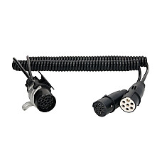 &quot;Cablu infasurat Sirma electrica spiralata lungime de lucru 4m numar cabluri: 1x15+6x1mm adaptor de soclu cu convertoare &quot;&quot;N&quot;&quot; si &quot;&quot;S&quot;&quot; 15/7/7 24 V 12 pini activi dopuri din 