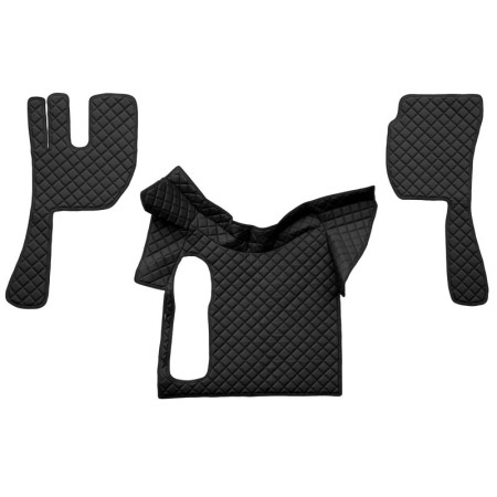 Covor compartiment picioare F-CORE fara compartiment in carcasa cutiei de viteze pe intregul etaj cantitate in set 3 szt. material - piele matlasata eko culoare - negru pentru transmisie manuala VOLVO FH 01 F-CORE F-CORE FL13 BLACK