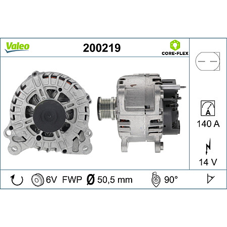 Alternator 14V 140A VW AMAROK CRAFTER 30-35 CRAFTER 30-50 MULTIVAN V MULTIVAN VI TRANSPORTER / CARAVELLE VI TRANSPORTER V TRANSPORTER VI 2.0D 09.09- VALEO VAL200219