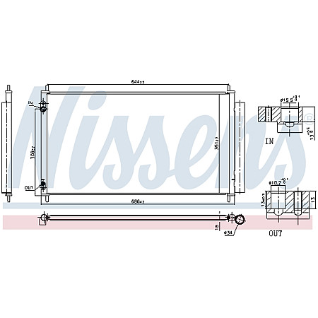 Condensator, climatizare A/C condenser with dryer ACURA TL 3.5/3.7 01.09- NISSENS NIS 940845