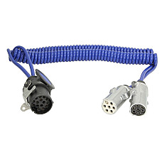 &quot;Cablu infasurat Sirma electrica spiralata lungime de lucru 4m numar cabluri: 1x15+6x1mm adaptor de soclu cu convertoare &quot;&quot;N&quot;&quot; si &quot;&quot;S&quot;&quot; 15/7/7 24 V 12 pini activi dopuri din 