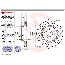 Disc frana Brake disc BREMBO Xtra Drilled rear  L/R outer diameter 300 mm thickness 22 mm MERCEDES C C204 C T-MODEL S204 C W204 E A207 E C207 1.8-5.5 01.07- BREMBO 09.A760.1X