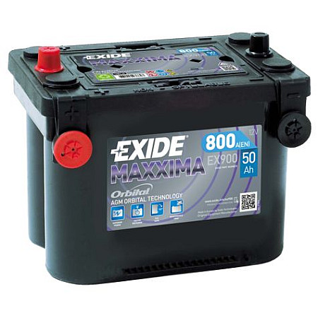 Acumulator Pornire Acumulator EXIDE 12V 50Ah/800A AGM MARINE/RV L+ borna standard + borna cu filet 260x173x206 B1 pornire EXIDE EX900