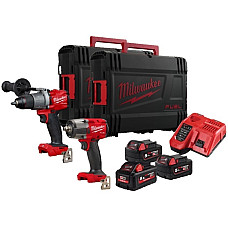 Set scula electrica Power tools kit 2 pcs SET:6 pcs battery-powered: Angle wrench Drill-screwdriver battery included: charger included: number of batteries: 3 pcs MILWAUKEE 4933481022