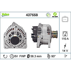 Alternator 14V 110A DACIA DUSTER DUSTER/SUV LOGAN LOGAN EXPRESS LOGAN MCV SANDERO NISSAN MICRA III NOTE NV200 NV200 / EVALIA TIIDA RENAULT CLIO II 1.5D-1.6LPG 09.98- VALEO VAL437558