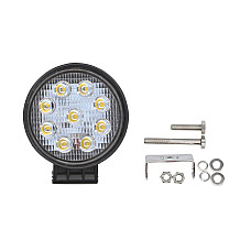 Lumini Work light Osram Opto Semiconductors LED number of diodes: 9 power max: 27W voltage: 12/24/30V no road approval Osram LED Inside waterproof shape Round length110mm width43mm height128mm M-TECH TUOLOWLO14