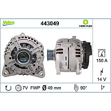 Alternator 14V 150A RENAULT GRAND SCENIC II GRAND SCENIC III MEGANE MEGANE II MEGANE III SCENIC II SCENIC III 1.9D 11.02- VALEO VAL443049