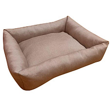 Culcus Dreptunghiular moale cu perna, pentru caine/pisica, culoare Maro, impermeabil, baza antiderapanta, 64x45cm