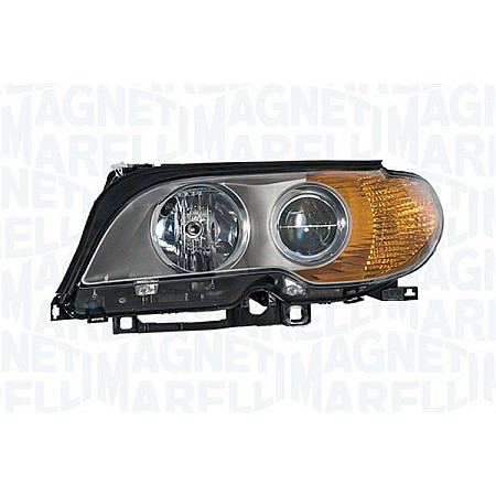 Far Lampa frontala Dreapta halogen H7/H7/WY21W electric cu motor culoare insert: titan culoare semnalizator: galben BMW 3 E46 MAGNETI MARELLI 710301209204