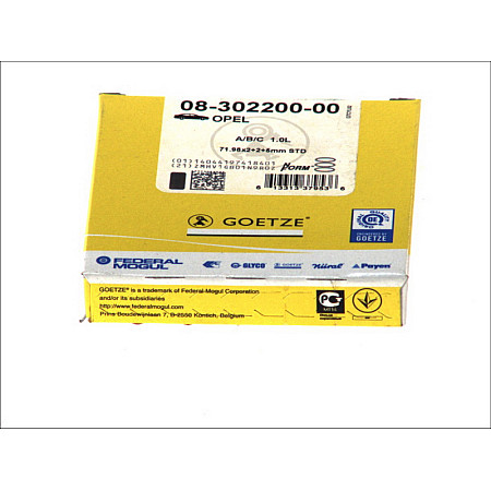 Set segmenti piston 72 STD 2 2 5 EN piston OPEL CORSA A CORSA A TR KADETT A KADETT C KADETT C CITY KADETT D 1.0 09.62-03.93 OPEL GOETZE 08-302200-00