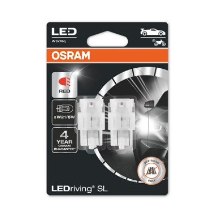 Bec incandescent Bec LED ambalaj blister 2buc P21/5W 12V 175W W3X16Q LEDriving SL rosu OSRAM OSR7515DRP-02B