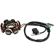 Stator de alternator alternator stator 8 coils 5 cables with impulse generator stator diameter 88 mm. no. of holes - 4 GY6-125 GY6-150 CHINSKI SKUTER/MOPED/MOTOROWER/ATV 4T INPARTS IP000501